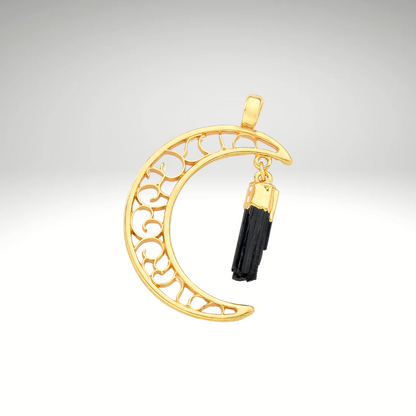 Crescent Moon Black Tourmaline pendant