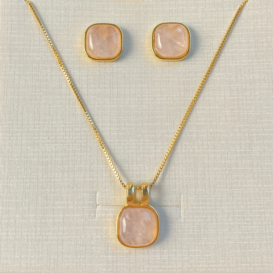 Classic Rose Quartz Jewelry Set