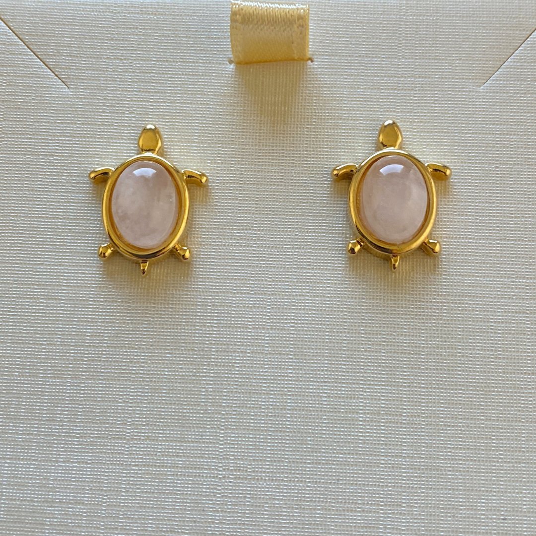 Taty-Turttle Rose Quartz earrings